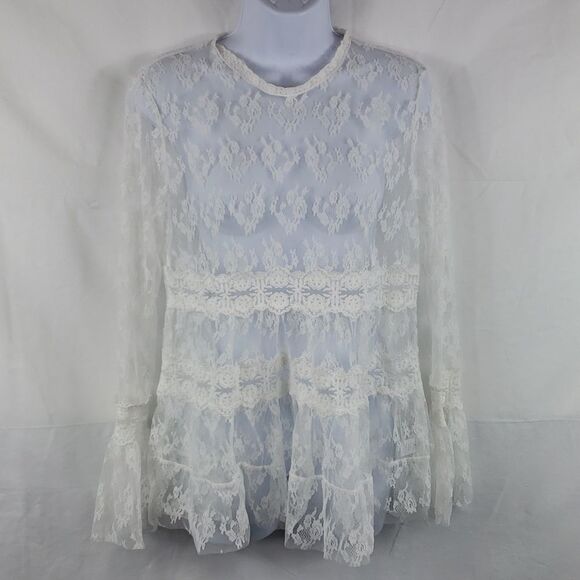 Cactus Women's Medium White Lace Boho Blouse - Picture 1 of 9